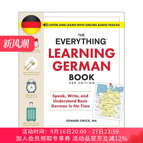 原版 The Everything Learning German Book 百宝箱 德语学习书 第3版 在线音频 进口原版书籍