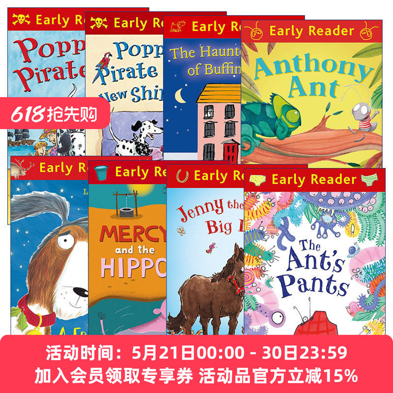 英文原版 Early Reader 动物绘本8册 蚂蚁的裤子 小马珍妮 安东尼拯救世界 海盗狗波比 圣诞节朋友 梅西与河马 英文版 进口原版书