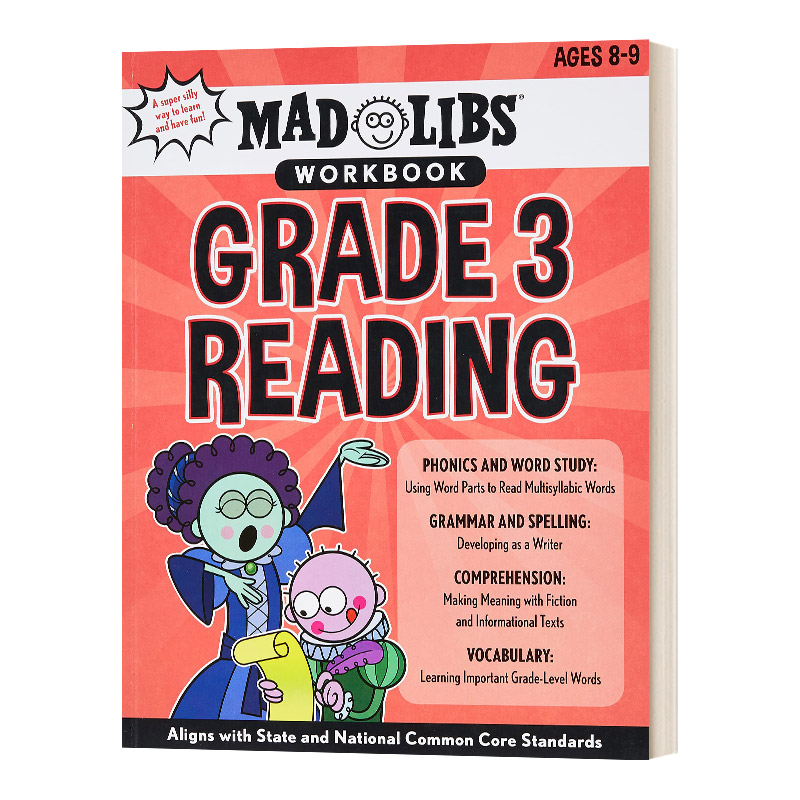 英文原版绘本 Mad Libs Workbook Grade 3 Reading 疯狂填词练习册 美国小学三年级 英文版 进口英语原版书籍
