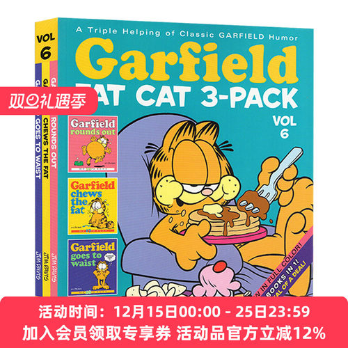 正版 加菲猫漫画第六卷 英文原版 Garfield Fat Cat 3-Pack 6 英文版儿童英语读物 姆戴维斯 Jim Davis 进口原版英语书籍