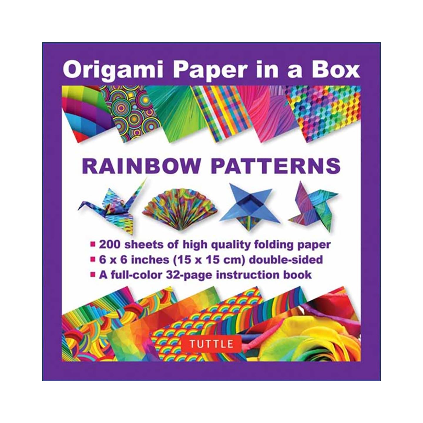 英文原版 Origami Paper in a Box Rainbow Patterns 盒子里的折纸 彩虹图案 200张双面折纸 含教程手册 英文版 进口英语原版书籍