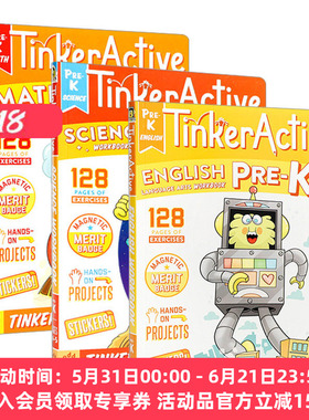 英文原版 Tinkeractive Workbooks Pre-K系列3本 English/Science/Math 儿童英语启蒙认知学习教辅练习册 英文版 进口英语书籍