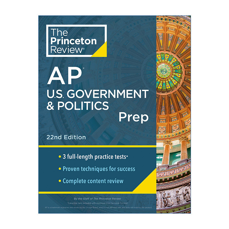 英文原版 Princeton Review AP U.S. Government & Politics Prep 22nd Edition 普林斯顿评论AP美国政府和政治 2024 进口英语书