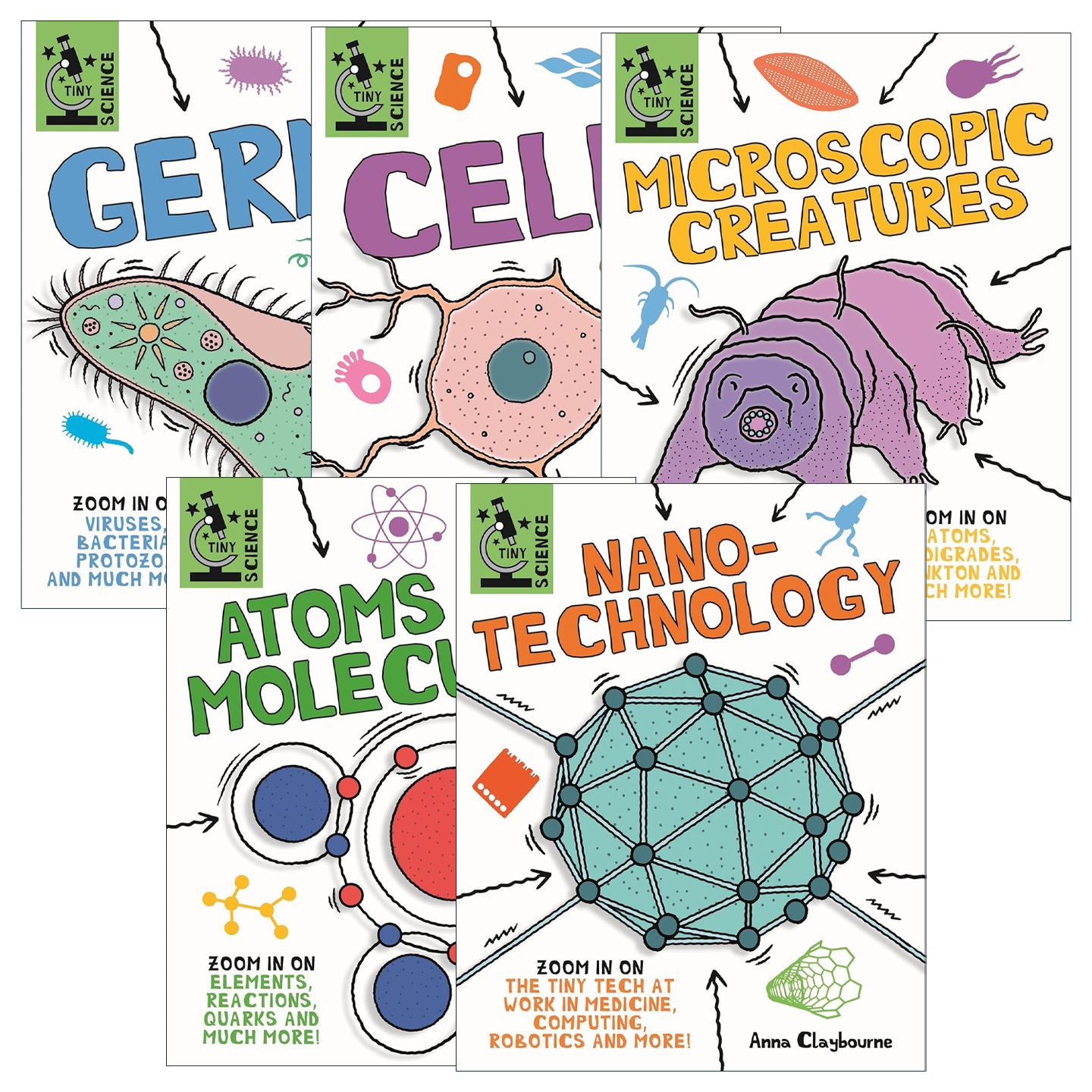英文原版 Tiny Science 微小科学系列5册 原子和分子 细胞 细菌 微观生物 纳米技术 英文版 进口英语原版书籍