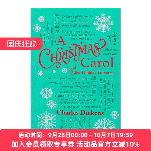 英文原版 Christmas Carol And Other Holiday Treasures 圣诞颂歌和其他节日故事 软精装皮质封面词云经典 进口英语原版书籍