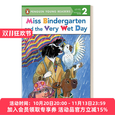 英文原版 Miss Bindergarten and the Very Wet Day - Penguin Young Readers Level2 企鹅青少分级阅读2级 英文版 进口英语原版书