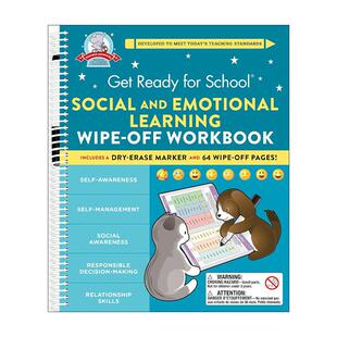 入学准备 Ready Social School 英文原版 Emotional Workbook 英文版 Off for Wipe Learning 书籍 进口英语原版 and Get