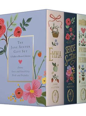 英文原版 The Jane Austen Gift Set 简·奥斯汀精装海雀繁花经典三册礼品套装 傲慢与偏见 爱玛 理智与情感 进口英语原版书籍