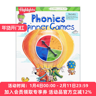 拼读旋转游戏 英文原版 Highlights Learn-and-Play Phonics Spinner Games 亮点边玩边学系列 幼儿园儿童自然拼读学习活动书