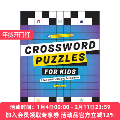 英文原版 Crossword Puzzles for Kids 儿童填字游戏 益智谜题 词汇积累 英文版 进口英语原版书籍