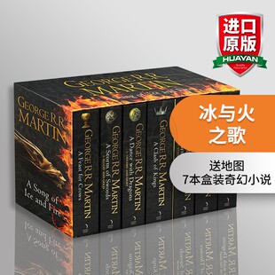 游戏英文版 小说全套 thrones进口英语书籍搭哈利波特 Ice game Fire 7本权力 and Song 赠地图冰与火之歌英文原版 全集A