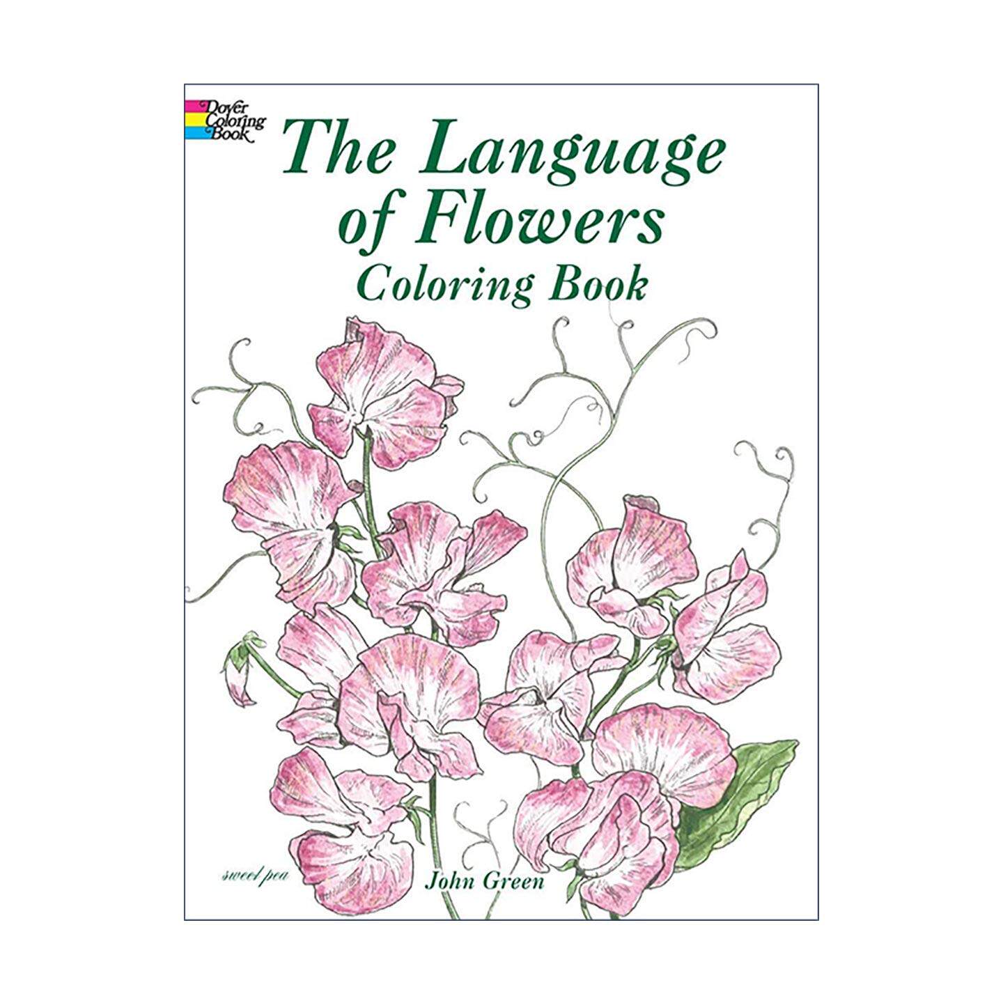 英文原版 The Language of Flowers Coloring Book 花语 涂色着色书 精美花卉插图 自然 园艺 英文版 进口英语原版书籍