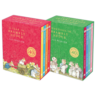 礼盒装 书籍 Hedge野蔷薇村 进口英语原版 Barklem英文版 儿童故事书绘本Jill 一年4册精装 野蔷薇村 冒险故事4册 Brambly 英文原版