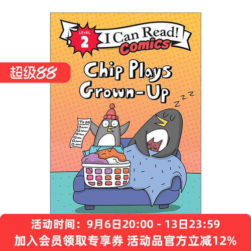 英文原版 Chip Plays Grown-Up 小企鹅奇普当家 I Can Read Comics Level 2分级阅读儿童漫画 英文版 进口英语原版书籍