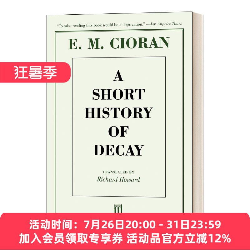 英文原版 齐奥朗/萧沆：解体概要 A Short History of Decay E. M. Cioran  进口英语原版书籍