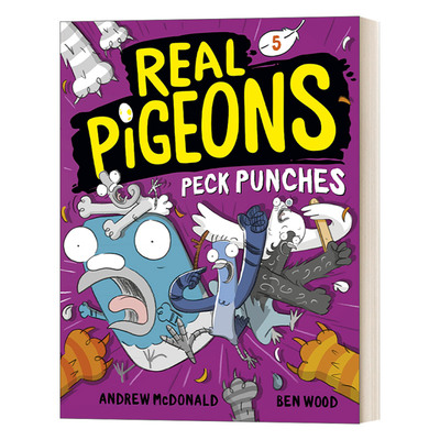 真正的鸽子系列5 英文原版Real Pigeons Peck Punches 啄拳 儿童侦探推理漫画图画小说 Andrew Mcdonald 精装 英文版 进口英语书籍