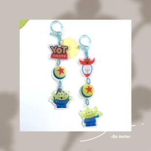 原创新款自制玩具总动员串串钥匙扣可爱三眼仔亚克力包包装饰挂件