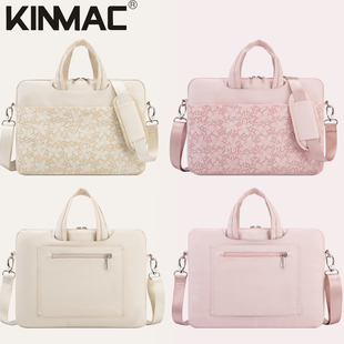 新款 雕花皮革轻薄花朵电脑手提文件斜挎单肩包袋适用平板苹果13华为14小米15联想16英寸360度防水防震女 时尚