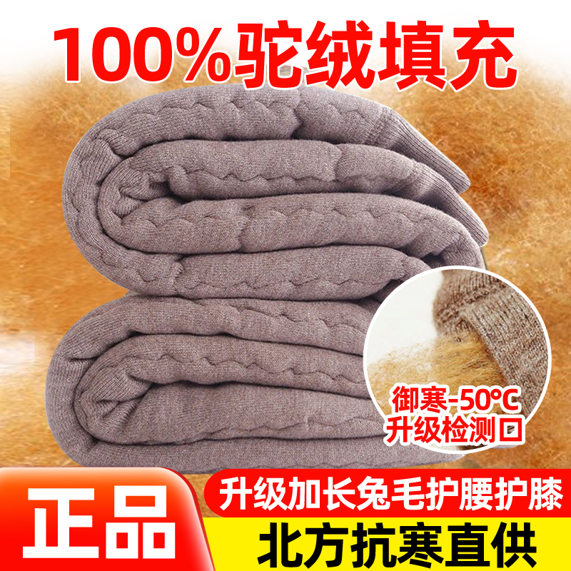 冬男女羊毛裤加厚加绒驼绒棉裤中老年高腰保暖裤打底裤护膝羊绒裤