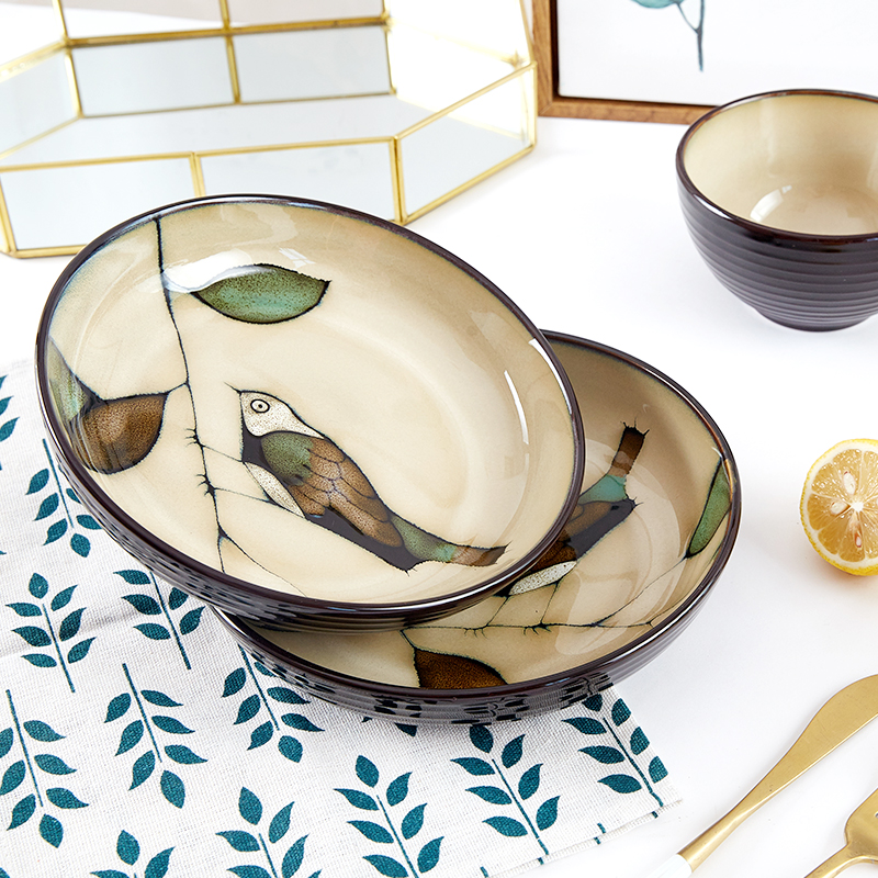 玉泉灵动米饭碗单个餐盘菜盘陶瓷