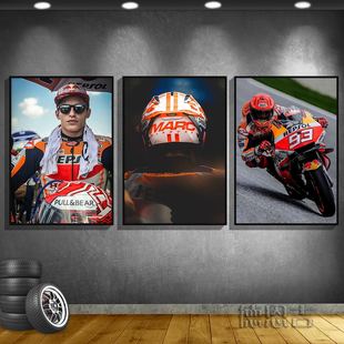 小飞侠马奎斯赛车摩托车装饰画酒吧挂画餐厅墙画机车俱乐部GP海报