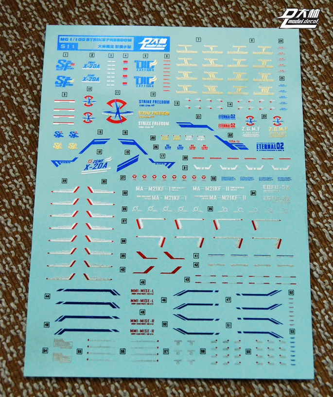 大林水贴纸烫金 MG MB 强袭自由 STRIKE 四色烫金水贴 S11
