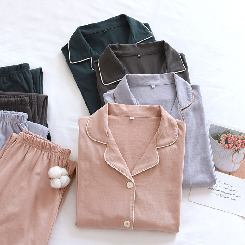 燕尾款情侣针织纯棉家居睡衣