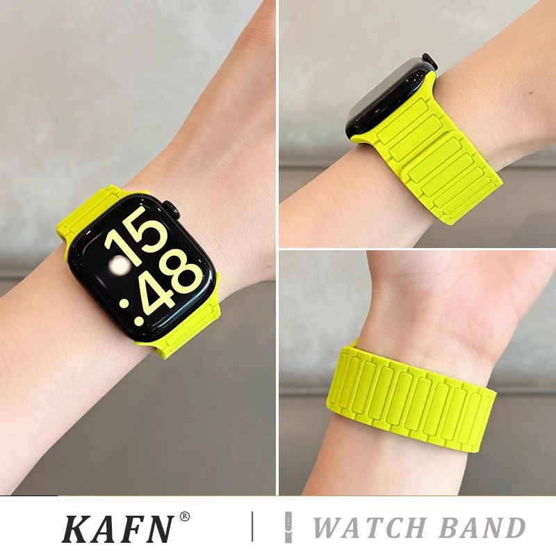 适用于苹果iwatch10手表表带s9三株硅胶磁吸表带ultra新款智能手表s8/7/6/5/4夏季透气运动女款时尚男士腕带