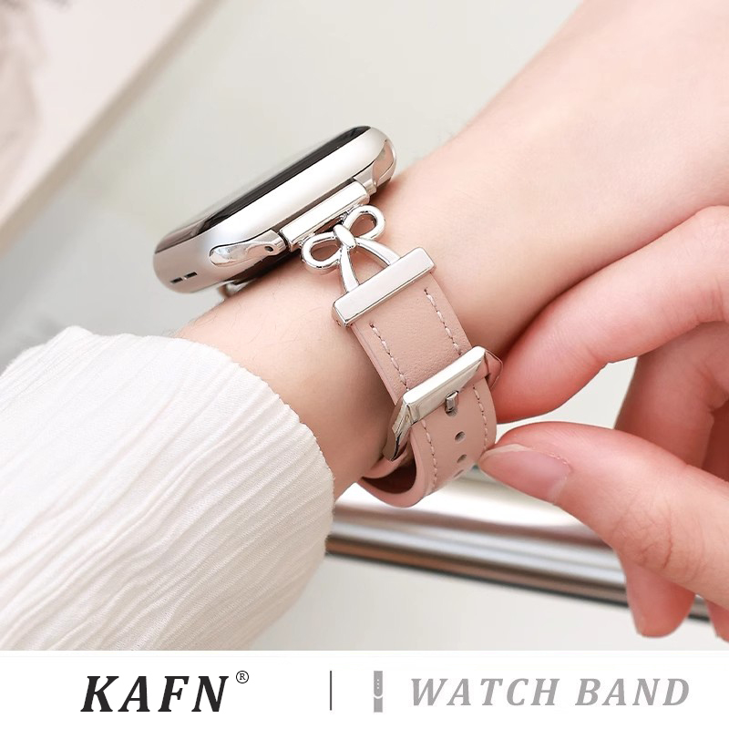 适用iWatchs10代表带苹果手表s9真皮applewatch8夏天女款SE新款透气41mm45蝴蝶结Ultra创意s6/7/5/4金属表链