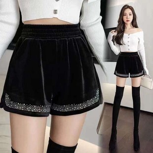 短裤女阔腿秋冬季洋气外穿加厚高腰百搭大码休闲靴丝绒裤子