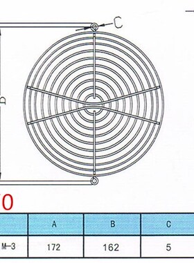 17cm 轴流风机 / 散热风扇 1725/1755 金属防护罩 SJ0172FU1M-3