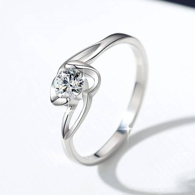 18K白金色戒指女镶嵌莫桑戒指30