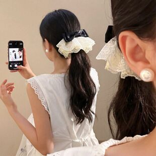 发夹女士2026新款高端蕾丝蝴蝶结发卡韩系甜美半扎发气质发饰头饰