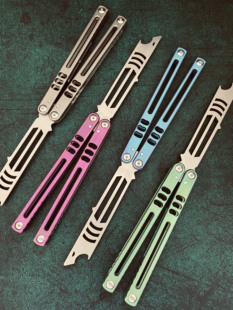 THEONE钛合金小鲨未开刃蝴蝶花式 甩刀V5大鲨水班输造物功能防身刀