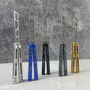 班输造物原创8802天工巧夺非攻七系铝柄玻璃音蝴蝶刀练习刀未开刃