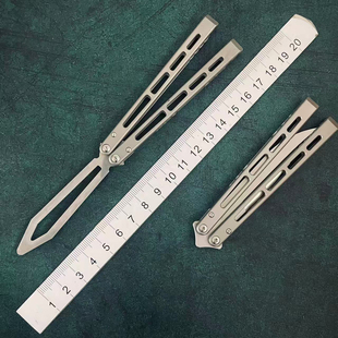 班输9801魁斗摘星钛合金手柄折叠蝴蝶花式甩手练习玩具刀未开刃