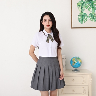 夏装新品幼师短袖职业女装连衣裙幼儿园老师园服英伦风教师工作服