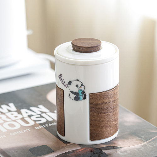 德化瓷茶具熊猫创意水杯家用办公陶瓷泡茶杯带盖过滤喝水杯马克杯