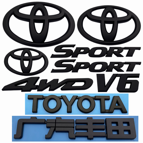 适用于09-14年丰田汉兰达车标 SPORT英文字母标后尾箱4WD黑色车标
