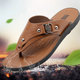夏季 男爸爸新款 沙滩鞋 一字拖鞋 男老爸 男士 凉拖防滑中老人鞋 皮凉鞋