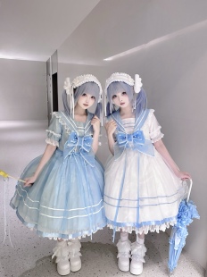 奶油泡泡op意向金(纱版or 棉版)海军风Lolita 短袖op