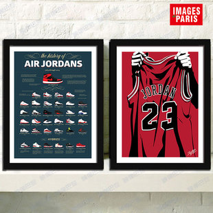 AIR JORDAN球鞋历史aj相框装饰画框乔丹球鞋子潮品海报艺术挂摆框