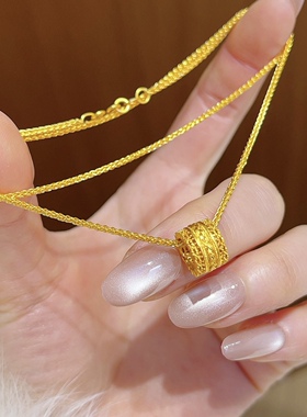 金店同款沙金古法腰缠万贯路路通吊坠项链花丝麦穗锁骨链女送礼物