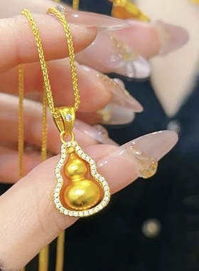新中式福禄项链女古法沙金可转动葫芦吊坠女款久不掉色时尚百搭链