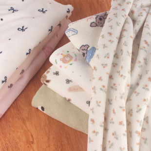 新款韩版雪粒绒毛绒布料秋冬儿童卡通加厚法绒睡衣居家服睡袍面料