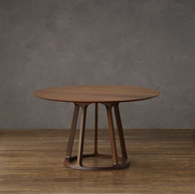 North American black walnut dining table Nordic modern minimalist solid wood round table small apartment-shaped ash wood combination Japanese dining table