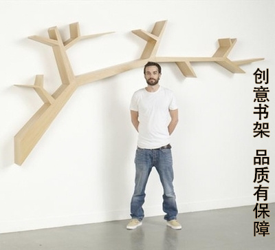 树枝实木墙壁客厅美式艺术展示架