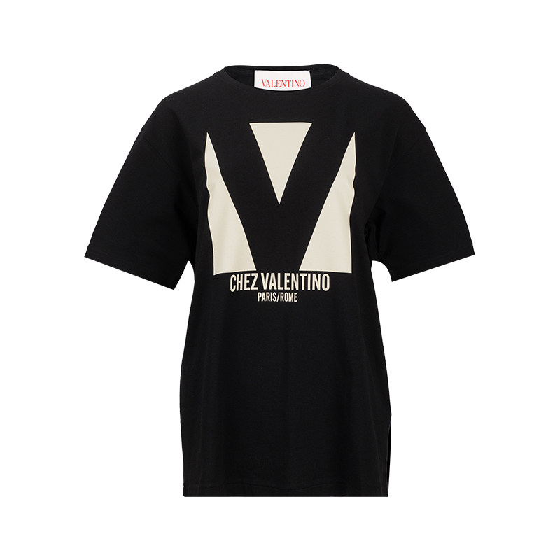 Valentino华伦天奴女士圆领印花平纹针织短袖T恤女2025年秋冬推选