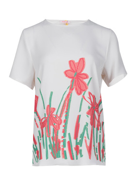 PAROSH印花女士短袖雪纺衫春夏降价XY