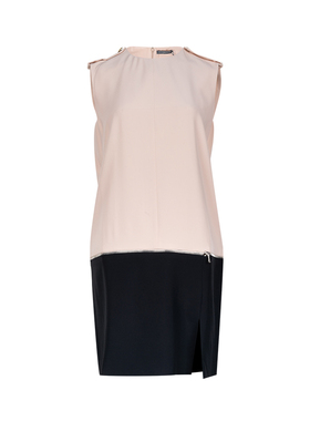 ALEXANDER MCQUEEN亚历山大麦昆女士拼色无袖连衣裙女奥莱D XY